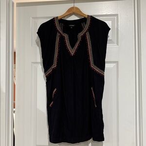 Lucky Brand Black Top with Red Embroidery